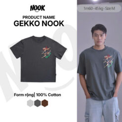 Áo thun in hoạ tiết tắc kè độc đáo NOOK form rộng 100% Cotton - A04