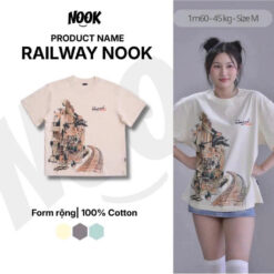 Áo thun tay ngắn RAILWAY NOOK TEE màu kem form rộng 100% Cotton - A07