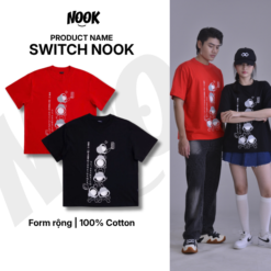 Combo 2 áo thun tay ngắn SWITCH NOOK màu đen form rộng 100%