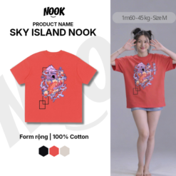 Áo thun SKY ISLAND NOOK màu trắng, đen, đỏ form rộng 100% cotton - A16