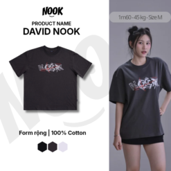 Áo thun DAVID NOOK màu trắng, đen form rộng 100% Cotton - A17